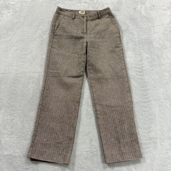 L.L. Bean Pants - LL Bean Pants Straight Leg 4P Brown‎ Houndstooth Cotton Lined Classic Fit Womens